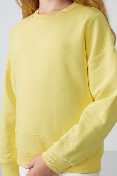 TOMMY LIFE Yellow Cotton Oversize Embroidered Girls Sweatshirt - 75150