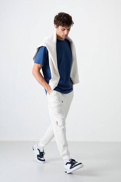 TOMMY LIFE Ανδρική αθλητική φόρμα Ecru Lace-Up Skinny Leg - 84999