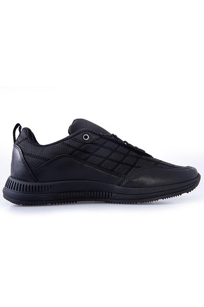 TOMMY LIFE Black Lace Up Quilted Faux Leather Detailed Men's Sports Shoes - 89096