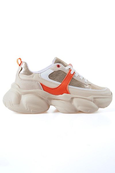 TOMMY LIFE Pantofi sport de damă, bej, cu șireturi, cu gradient de culoare, din piele artificială - 89206