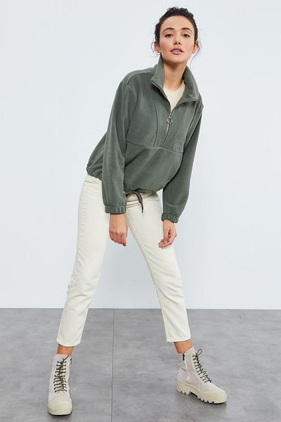 TOMMY LIFE Dámská sukně Çağla Oversize Fleece – poloviční zip a stahovací šňůrka – 97171