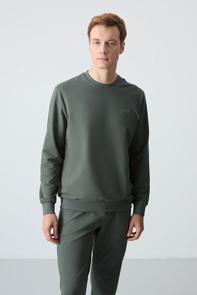 TOMMY LIFE Khaki Comfort Fit Basic Men's Tracksuit Set - Thick Soft Cotton - 85256