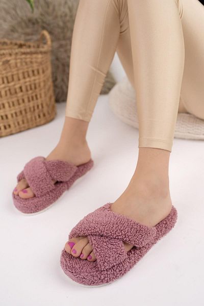 Moda Frato Modafrato Towel Cross Γυναικείες Παντόφλες Εσωτερικού Χώρου Χειμερινές Παντόφλες Αθόρυβη σόλα