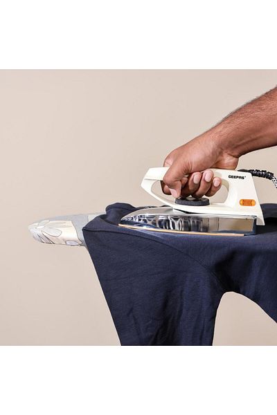 Geepas 1200W Automatic Dry Iron - 60 Micron Teflon Sole Plated, Big fabric guide & Pilot Indicator-GDI7729