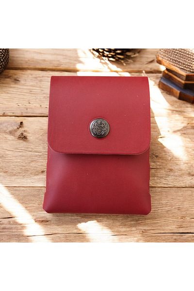 DEHNA Handmade Genuine Leather Card Holder – Minimal and Stylish Design – Red Color