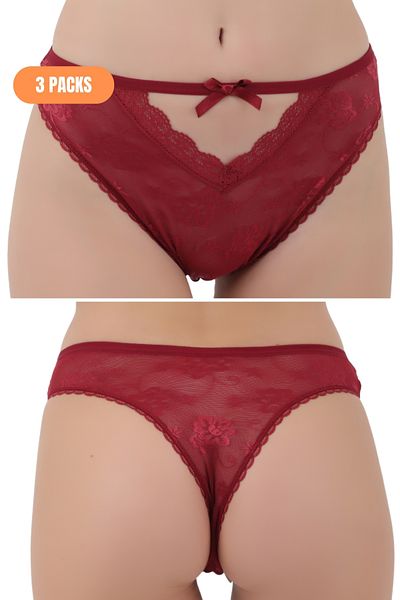 Merry Secret's Chiloți din bumbac pieptănat, de culoare roșie, de bază, cu textura moale