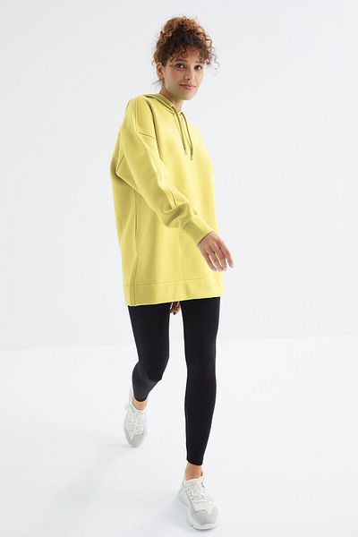 TOMMY LIFE Lemon Print Oversize Hooded Sweatshirt - Raglan Sleeve Tunic 97242