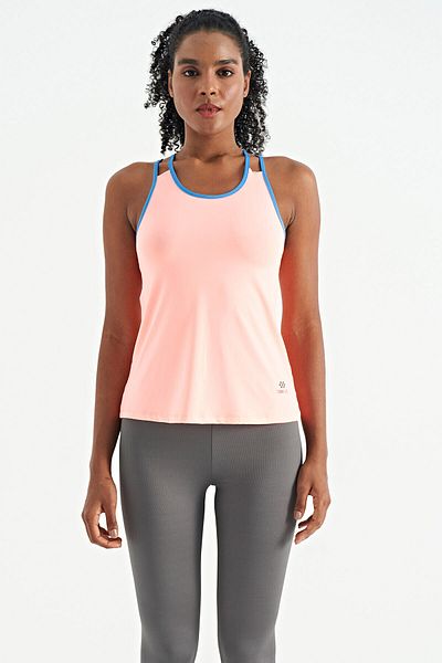 TOMMY LIFE Yavruagzı Tricou de corp sport pentru femei, cu bretele duble la spate, model standard - 97258