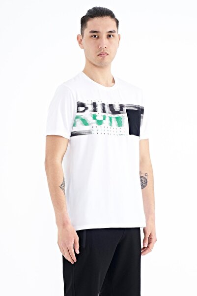 TOMMY LIFE Ανδρικό μπλουζάκι White Front Pocket Detailed Printed Standard Fit - 88200