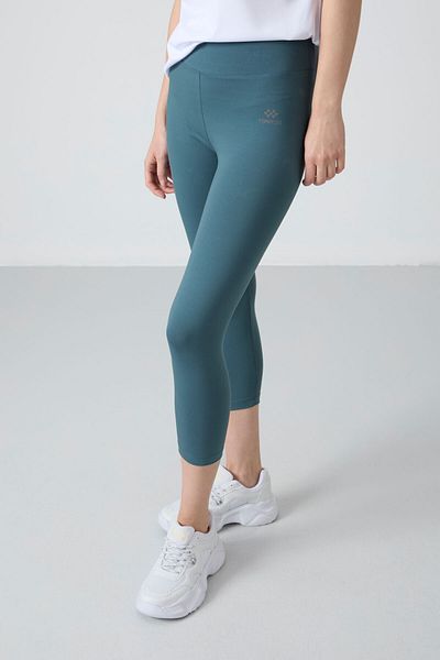 TOMMY LIFE Jambiere de damă, cu talie înaltă, verde pădure, slim fit - 93097