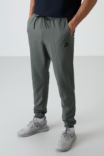 TOMMY LIFE Pantaloni de jogging pentru bărbați, bumbac kaki, texturat moale, brodat pentru confort - 82123