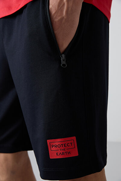 TOMMY LIFE Fiesta - Lacivert Pamuklu Yumuşak Dokulu Standart Fit Baskılı Erkek Şortlu Takım - 85243