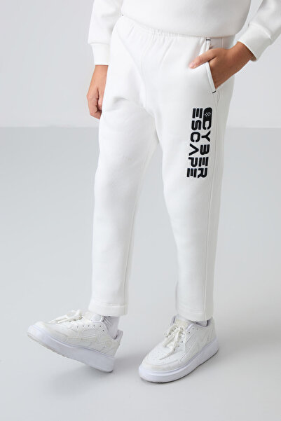 TOMMY LIFE Σετ φόρμας για αγόρια - εκρού βαμβακερό, χοντρό τρίχωμα εσωτερικά, απαλή υφή, εμπριμέ - 11233