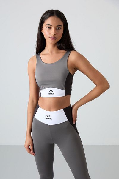 TOMMY LIFE Set de jambiere pentru femei, gri închis, flexibile, standard, performanță - 95334