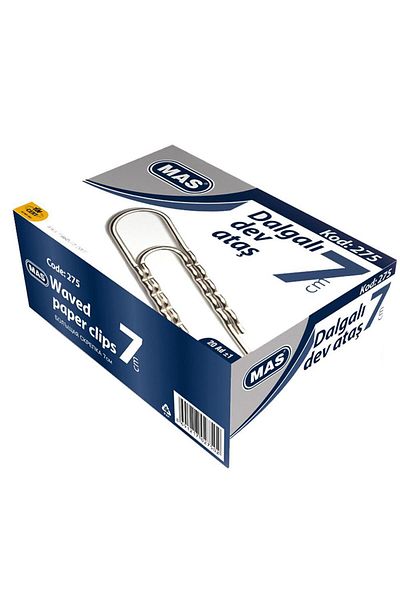 Mas Metallic Gray 275 Giant Wavy Paper Clips 7 cm 20 Pcs