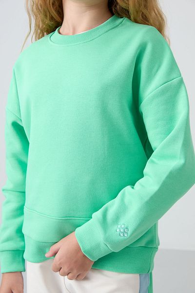 TOMMY LIFE Water Green Cotton Soft Furry Oversize Κοριτσίστικο Φούτερ 75150