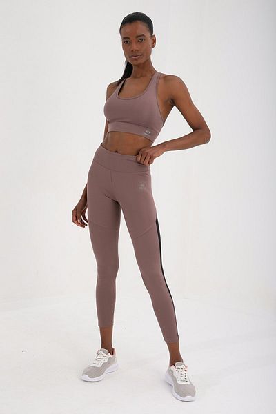 TOMMY LIFE Jambiere de damă cu talie înaltă Dusty Rose, cu talie înaltă, cu dungi cu detaliu, slim, cu picioare înguste - 94542