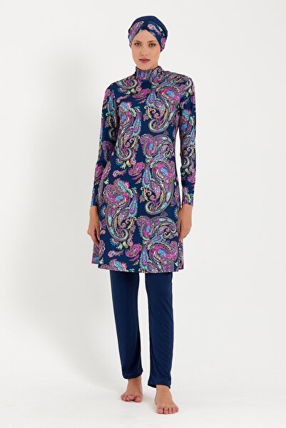 Elit - Γυναικείο μαγιό με μπλε ναυτικό σχέδιο Lycra Full Covered Hijab