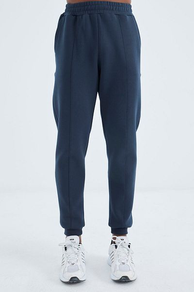 TOMMY LIFE Ανδρική φόρμα φόρμας Indigo με κορδόνια στο κάτω μέρος με λεπτομερείς φόρμες - 84994