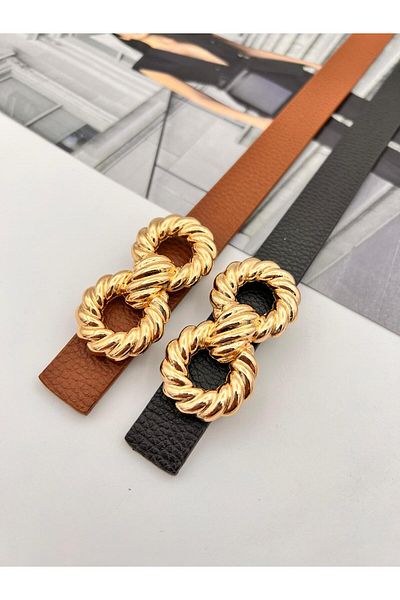 MODAM HİFA Pachet de 2 curele de aur îndoită pentru femei, curea pentru pantaloni, curea pentru rochie, curea pentru cămașă, curea pentru haină