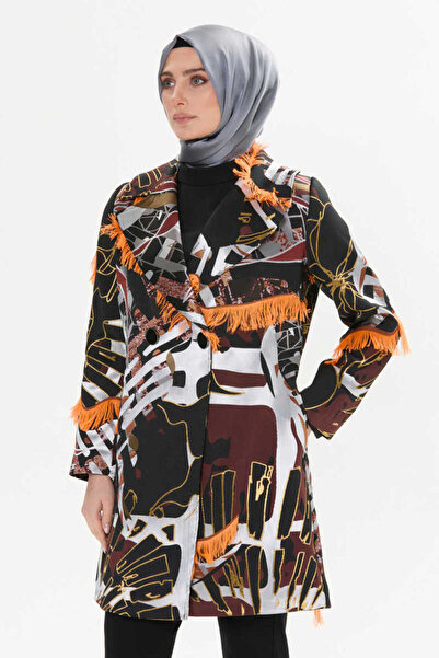 Setrms Desenli Püskül Detaylı Ceket