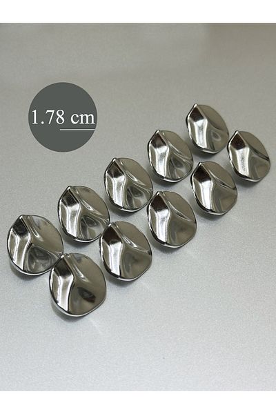 aensia Silver Curvy Line 1.78 cm Metal Button, Blouse Shirt Pack of 10