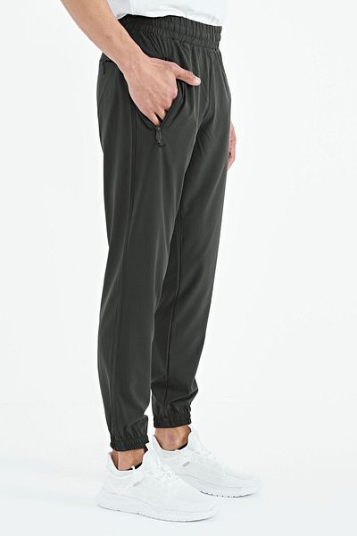 TOMMY LIFE Pantaloni de sport de bază pentru bărbați, kaki, cu șireturi, cu picior din cauciuc - 84826