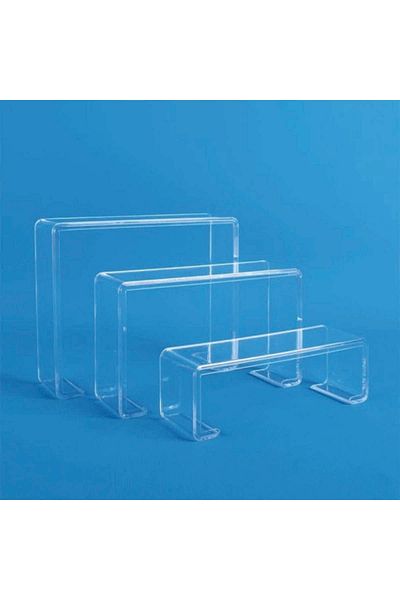 Modern Raf Shoe Display Stand 3-Piece Ladder Set Stepped Plexi Transparent