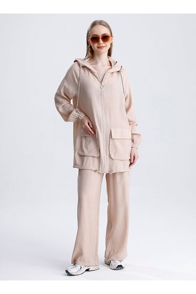 MD trend Women's Oversize Zipper Pants and Sports Sweatpants Set
