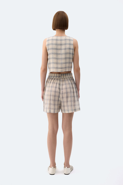 İKİKIZ Gray Plaid Shorts