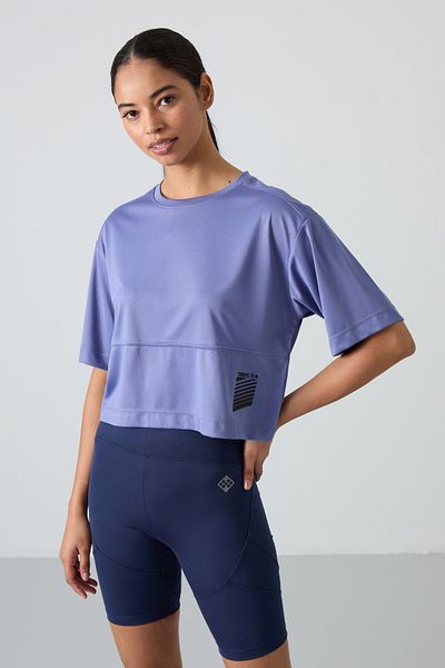 TOMMY LIFE Tricou pentru femei, mov, respirabil, texturat, subțire, flexibil, oversize, performanță - 97284