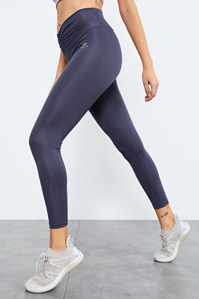 TOMMY LIFE High Waist Anthracite Stretch Slim Fit Women's Leggings - Drawstring Waist 94605