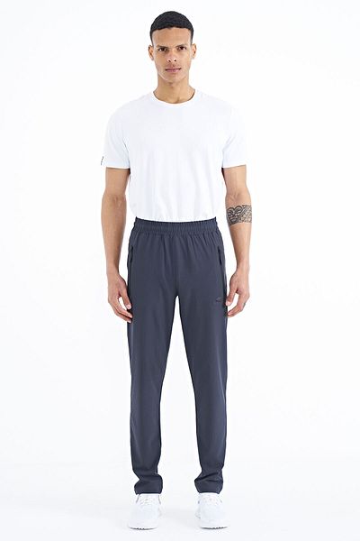 TOMMY LIFE Pantaloni de trening pentru bărbați, antracit, cu fermoar, trei buzunare, cu potrivire standard, cu picioare clasice - 84768