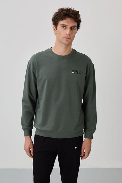 TOMMY LIFE Çağla Μαύρο Casual Ανδρικό Oversize Φούτερ - 85120