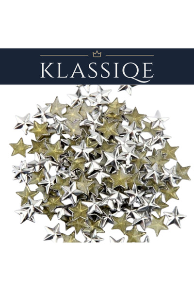 Klassiqe Gümüş Yıldız 6 mm Metal Stud - 288 Adet - Ütü ile yapışan