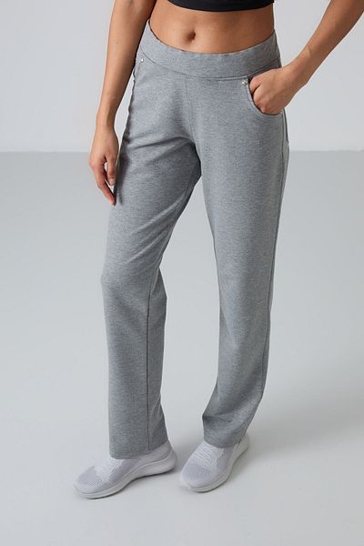 TOMMY LIFE Gray Melange Comfortable Women's Sweatpants with Pockets - 94007
