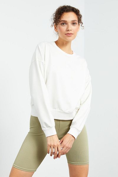 TOMMY LIFE Ecru WOmen's Sweatshirt - COmfOrtable FOrm, O-neck - 97114