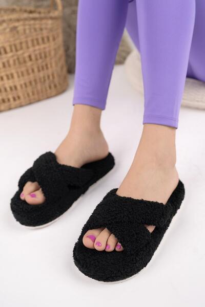 Moda Frato Modafrato Towel Cross Γυναικείες Παντόφλες Εσωτερικού Χώρου Χειμερινές Παντόφλες Αθόρυβη σόλα