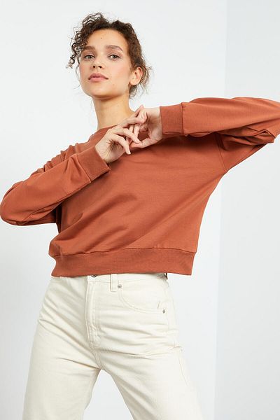 TOMMY LIFE Γυναικείο φούτερ Cinnamon Basic Comfortable Form O Neck - 97114