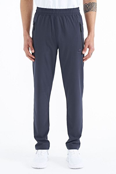 TOMMY LIFE Pantaloni de trening pentru bărbați, antracit, cu fermoar, trei buzunare, cu potrivire standard, cu picioare clasice - 84768