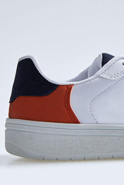 TOMMY LIFE White Lace-Up Faux Leather Detailed Men's Sports Shoes - 89104