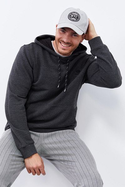 TOMMY LIFE Ανδρικό φούτερ με κουκούλα Anthracite Melange Kangaroo Pocket - 87872
