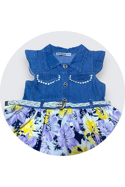 CRAX Denim Floral Dress 9-24 Months