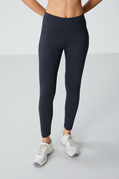 TOMMY LIFE Anthracite High Waist Thermal Slim Fit Narrow Leg Women's Leggings - 94577