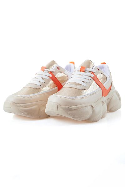 TOMMY LIFE Pantofi sport de damă, bej, cu șireturi, cu gradient de culoare, din piele artificială - 89206
