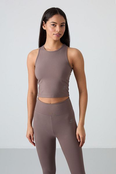 TOMMY LIFE Brown High Waist Capri-Crop Athlete Slim Fit Women's Tights Set - 95284