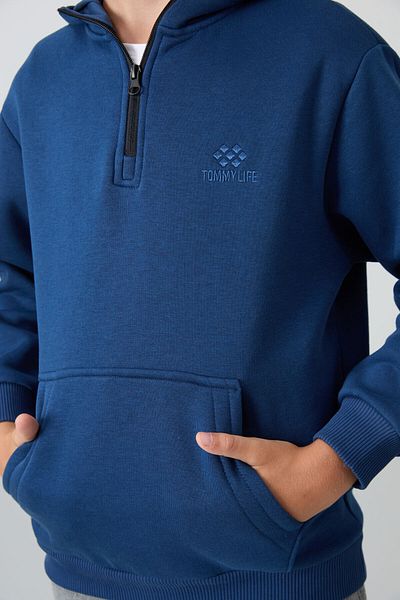 TOMMY LIFE Бродиран суитшърт за момче - дебел косъм от вътрешната страна, мека текстура, парламентарен памук - 1124