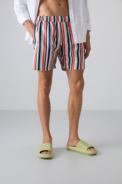 TOMMY LIFE Ανδρικό σορτς κολύμβησης με ριγέ μοτίβο Quick Dry Standard Fit - 81267
