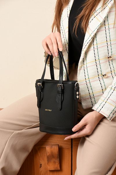 Just Polo BUCKET BAG حقيبة كتف نسائية للموسم الجديد مع تفاصيل حزام من القماش المزخرف