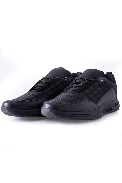 TOMMY LIFE Black Lace Up Quilted Faux Leather Detailed Men's Sports Shoes - 89096